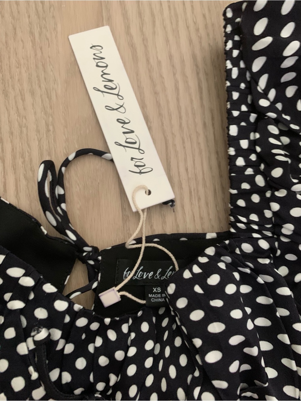 For Love And Lemons Kat Black & White Polka Dot Puff Sleeve Crop Top size XS NWT - Picture 6 of 8